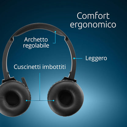 Kensington Cuffie Bluetooth 5.4 H1050 EQ Wireless Cuffie con connessione multipoint, microfono con cancellazione del rumore per ufficio, compatibile con Windows, Mac, PC, laptop, Microsoft Teams, Zoom