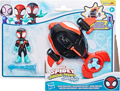 Spidey and his Amazing Friends Marvel Water-Webs Spin Dolphin Submarine Toy, Black