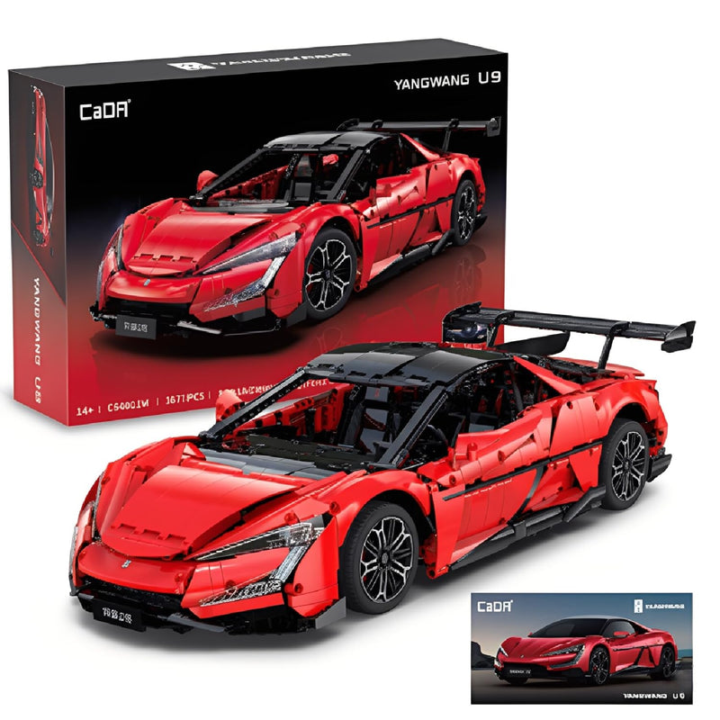 CaDA C64011W BYD Official Authorized 1:8 Yangwang U9 Building Set, Remote Control Race Car, 3671 PCS Collector Model for Adults, Tech Display Gift for Men