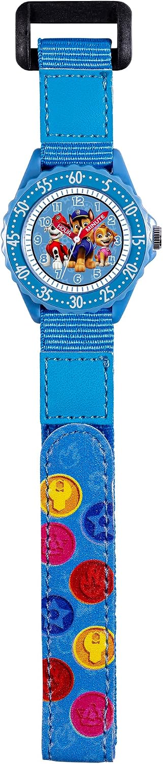 Paw Patrol Time Teacher Dial Quartz Watch with Velcro Strap for Kids