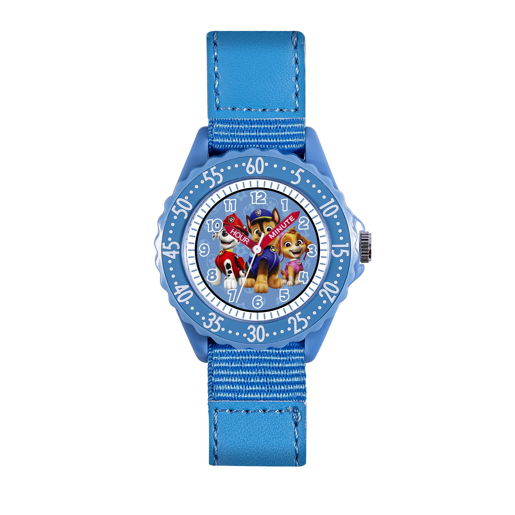 Paw Patrol Time Teacher Dial Quartz Watch with Velcro Strap for Kids