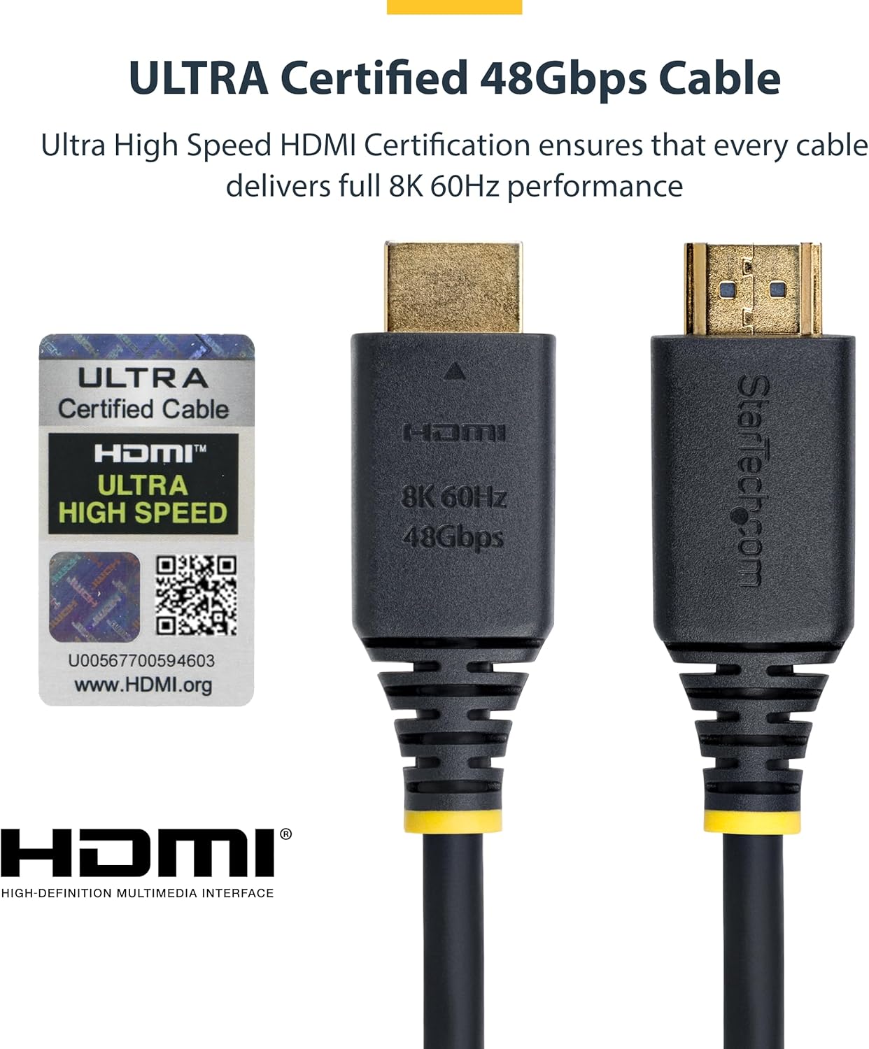 StarTech.com 5m (16ft) Certified Ultra High Speed HDMI Cable, 8K 60Hz/4K 120Hz, HDMI 2.1 Cord with HDR10+ / eARC, 48Gbps