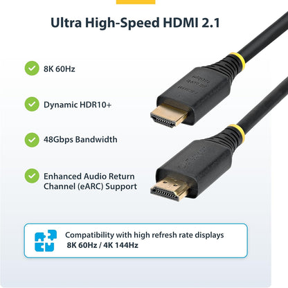 StarTech.com 5m (16ft) Certified Ultra High Speed HDMI Cable, 8K 60Hz/4K 120Hz, HDMI 2.1 Cord with HDR10+ / eARC, 48Gbps