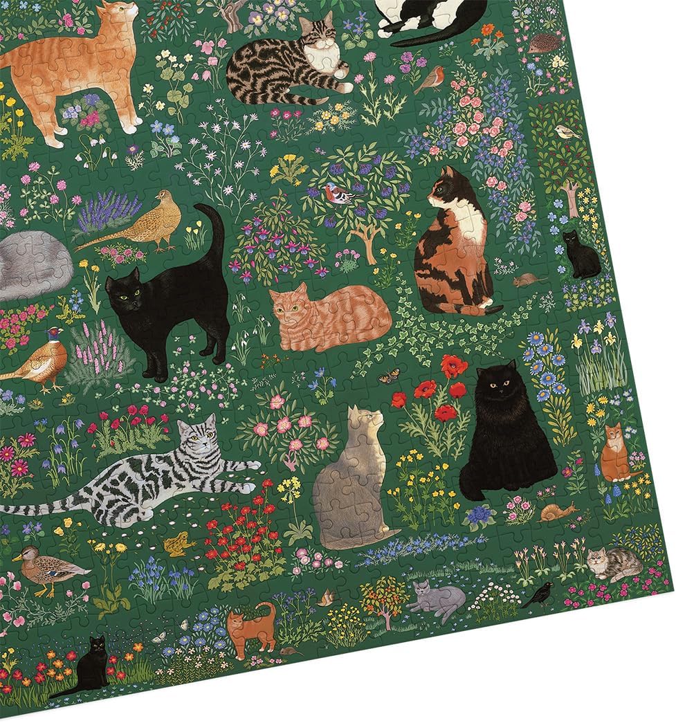 Gibsons Tapestry Garden 1000 Piece Jigsaw Puzzle for Adults & Teens - Cats Birds Animal Floral Beautiful Artwork, Sustainable Premium 100% Recycled Board, Great Gift
