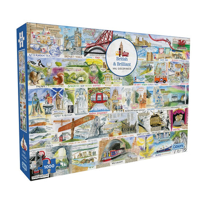 Gibsons British and Brilliant 1000 Piece Jigsaw Puzzle for Adults – UK Landmarks Alphabet Puzzle by Val Goldfinch – Colourful British Artwork – Premium Sustainable Puzzle Made in the UK/EU