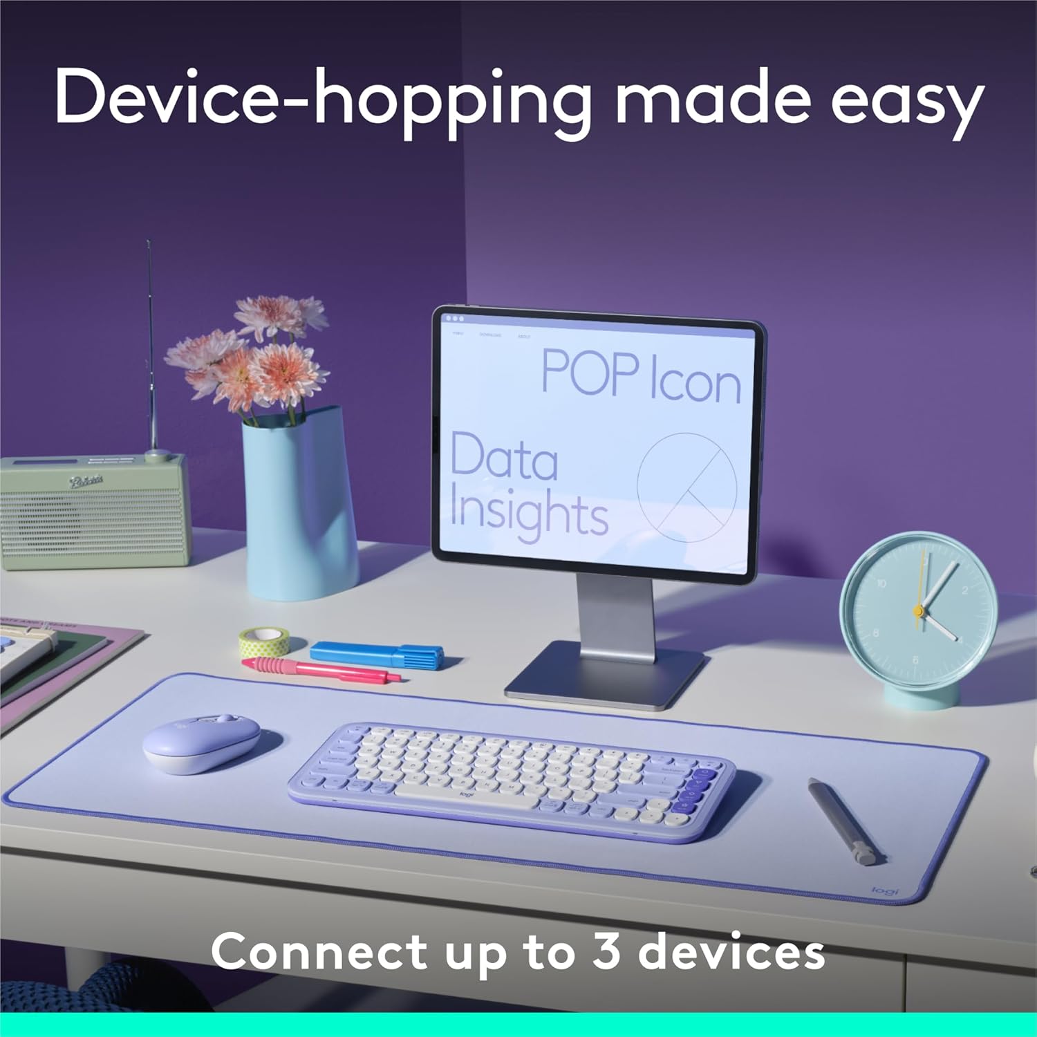 Logitech Pop Icon Keys - Keyboard - Wireless - Bluetooth Le - Qwerty - Uk - Rose, Off-White