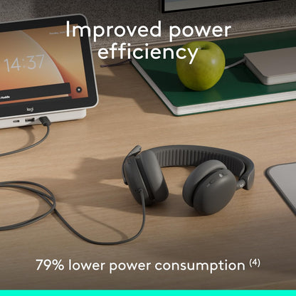 Logitech Zone Wireless 2 ES for Business - Noise-Cancelling Wireless Headset with Adaptive Hybrid ANC, Native Bluetooth, Microsoft Teams Certified - Graphite