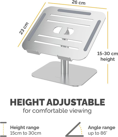 Fellowes Elevador para Portátil Alumia™ – Soporte Ergonómico de Aluminio Ajustable en Altura e Inclinación – Uso en Casa u Oficina – Material Reciclado –