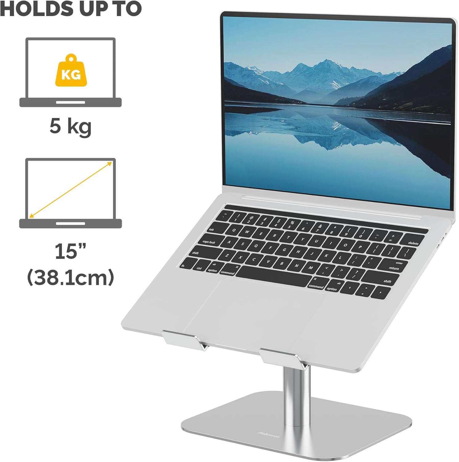 Fellowes Elevador para Portátil Alumia™ – Soporte Ergonómico de Aluminio Ajustable en Altura e Inclinación – Uso en Casa u Oficina – Material Reciclado –