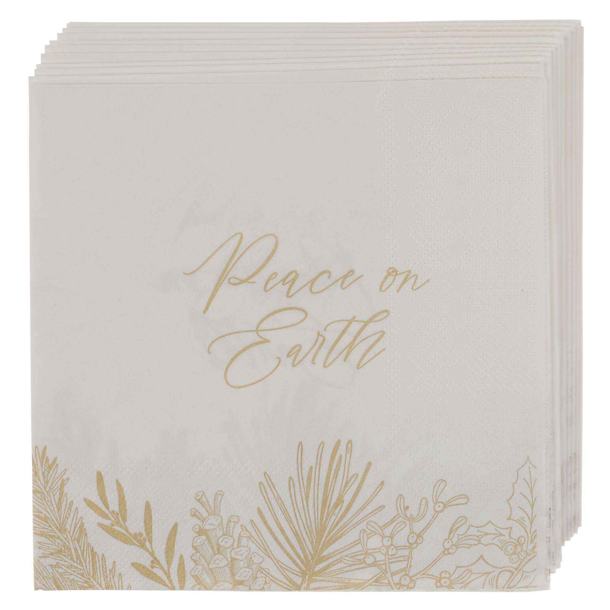 Peace on Earth Golden Pine Paper Napkin Set