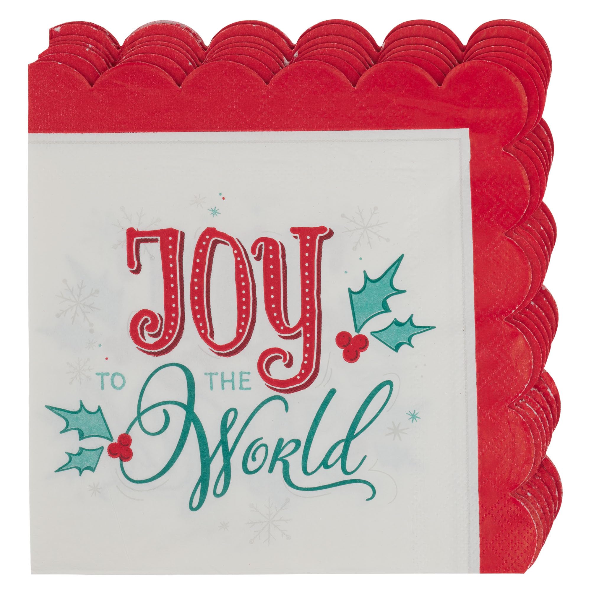 Joy to the World Red Scalloped Paper Napkin Set
