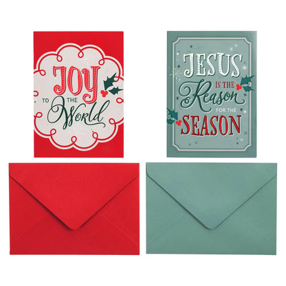 With Love Boxed Festive Holiday Greeting Note Card & Envelope Set for Family, Coworkers, Christmas Parties, Season's Greetings - Assorted Inspirational Holiday Designs, 12 Blank Cards & Envelopes