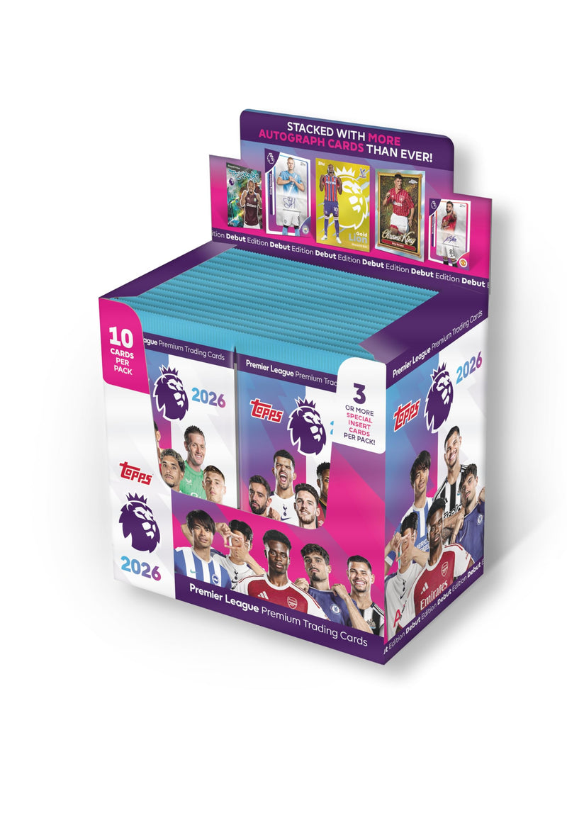 Topps Premier League 2026 - Debut Edition - Full Box - 28 packets per box (280 cards) 3 or more Special Insert cards per packet.