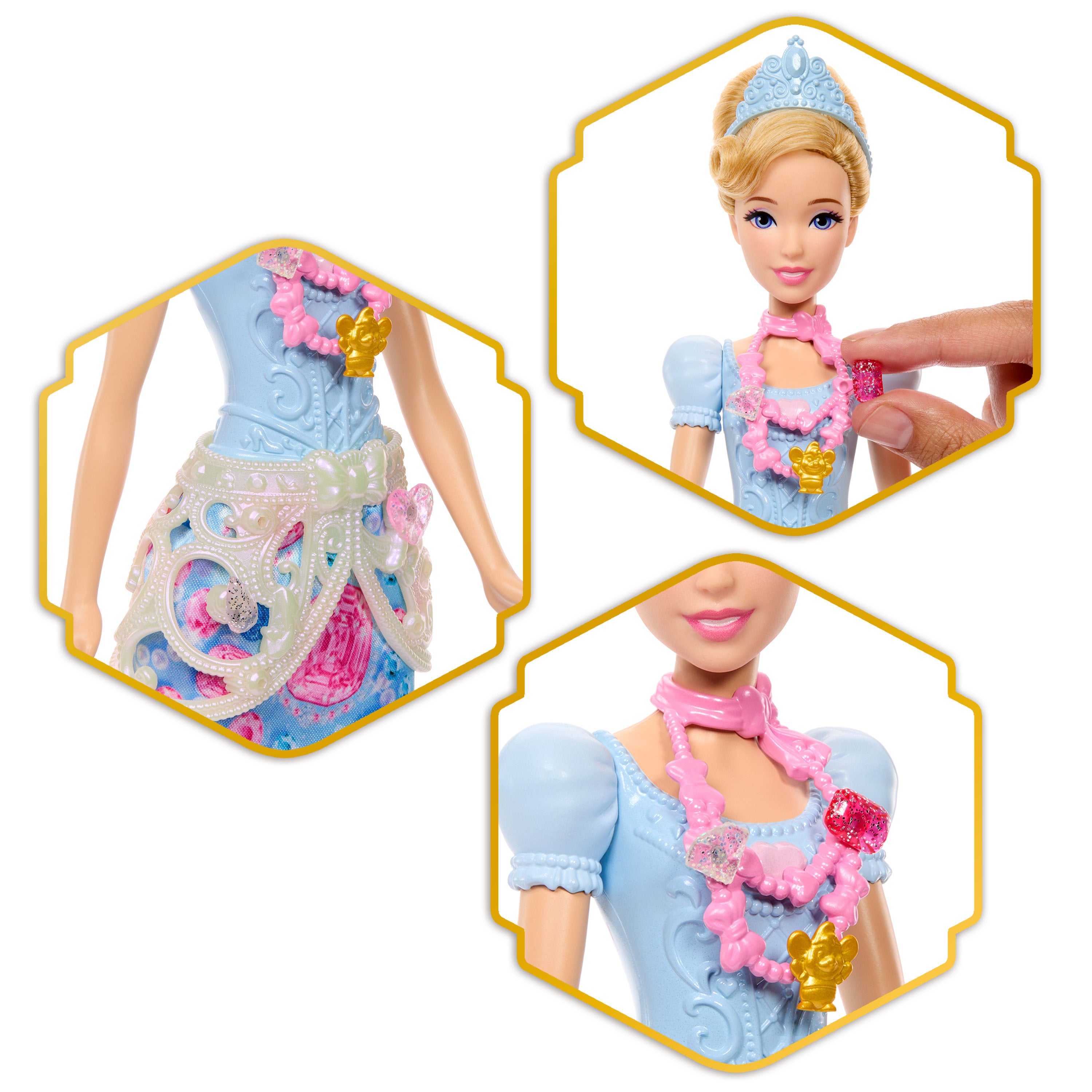 Disney Princess Jewel Reveal Cinderella Fashion Doll w/ 8 Surprises Including Gem Box & Accessories