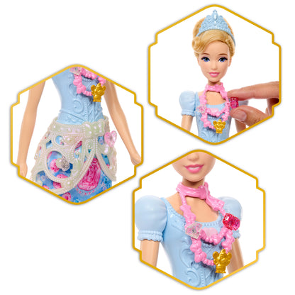 Disney Princess Jewel Reveal Cinderella Fashion Doll w/ 8 Surprises Including Gem Box & Accessories