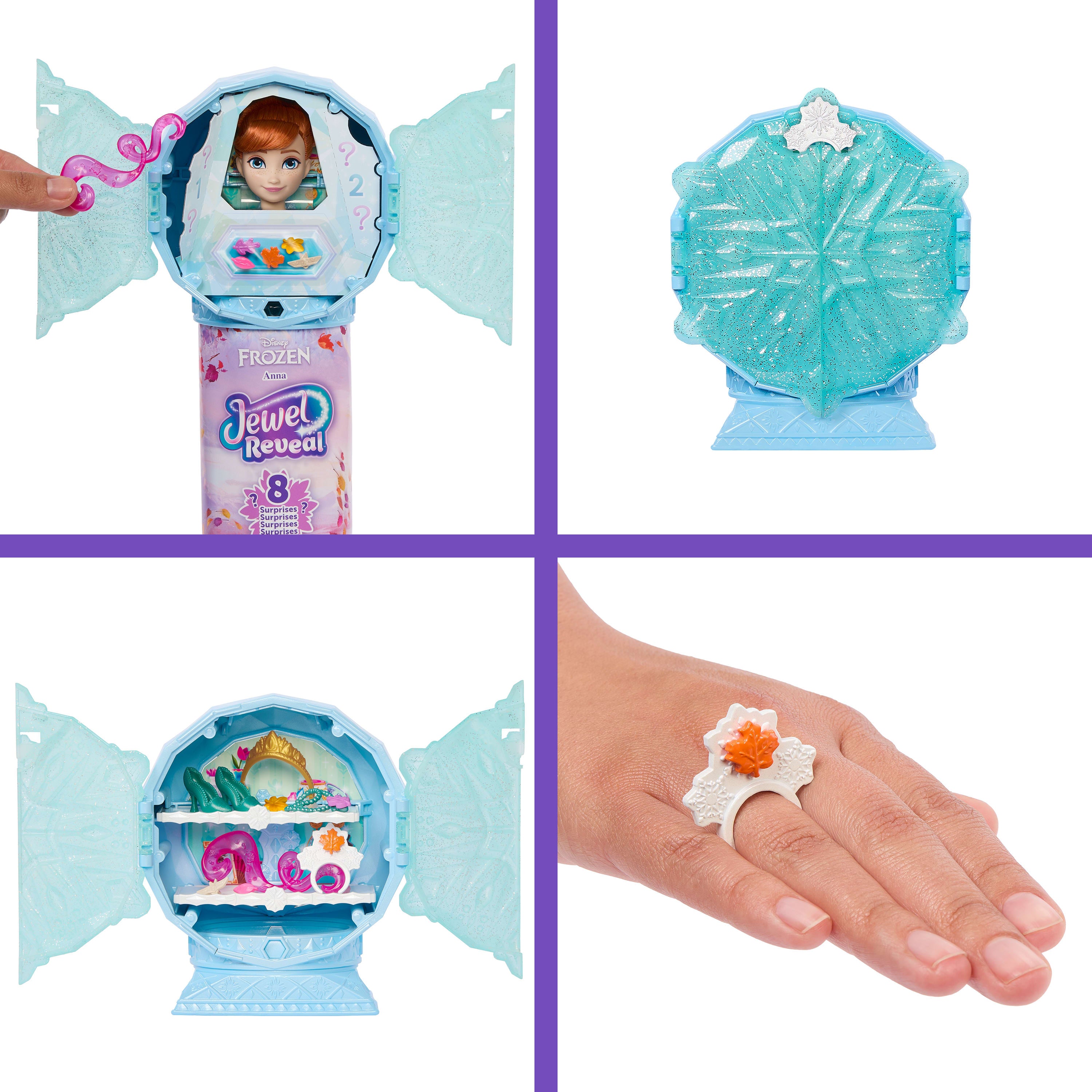 Disney Frozen Jewel Reveal Anna Fashion Doll w/ 8 Surprises Including Gem Box & 10 Accessories