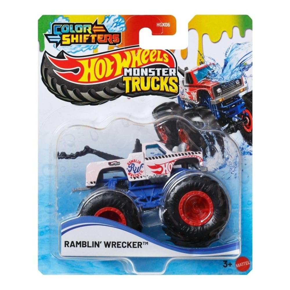 Hot Wheels Monster Trucks Ramblin Wrecker Color Shifter 1:64 Scale Toy Vehicle for Ages 3+