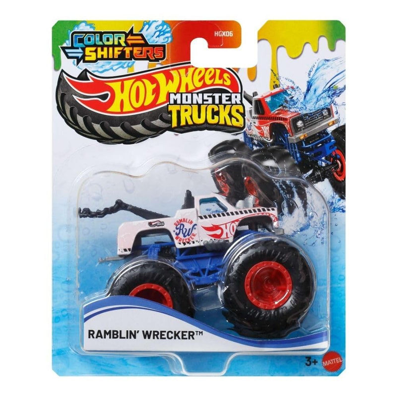 Hot Wheels Monster Trucks Ramblin Wrecker Color Shifter 1:64 Scale Toy Vehicle for Ages 3+