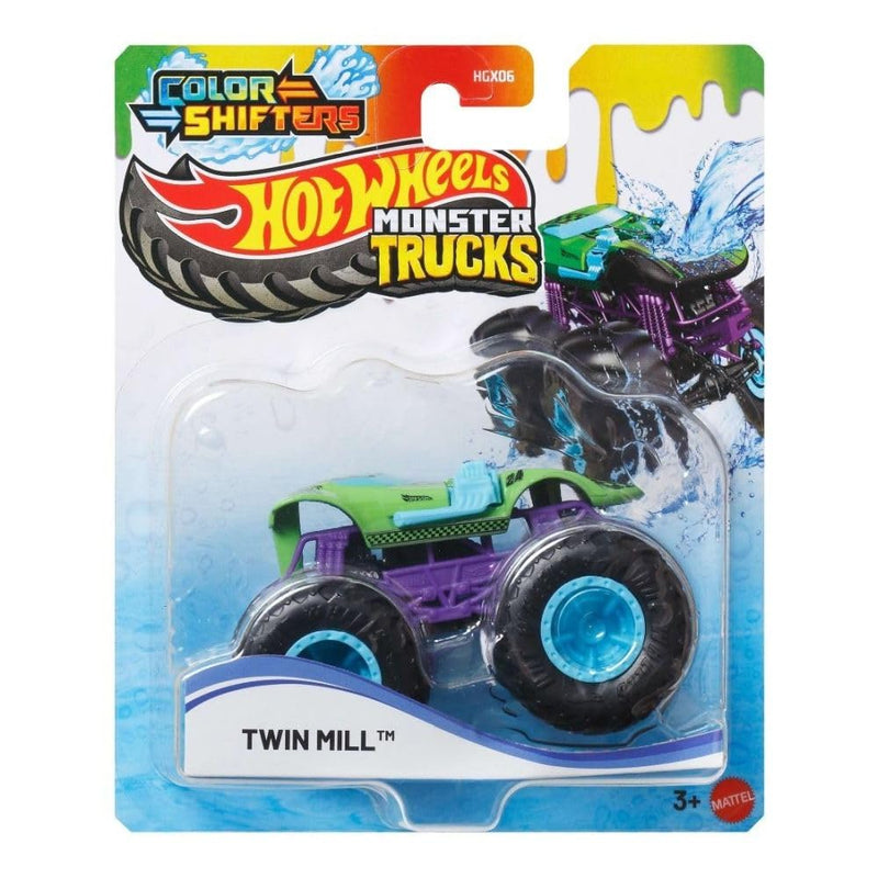 Hot Wheels Monster Trucks Twin Mill Color Shifter 1:64 Scale Toy Vehicle for Ages 3+