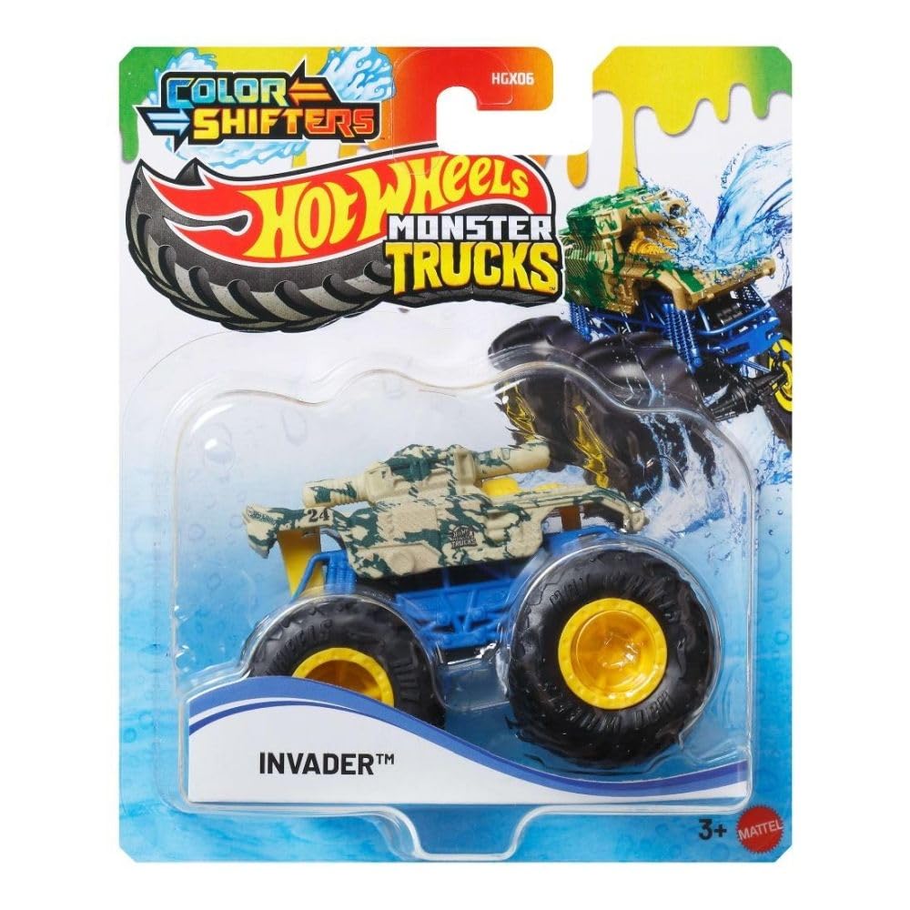 Hot Wheels Monster Trucks 1:64 Scale Invader Colour Shifter Toy Vehicle for Ages 3+