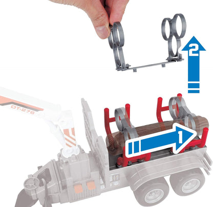 Dickie Toys 203737003 Toys Massey Ferguson Toy Tractor with Trailer and 3 Wooden Logs, Wooden Grabber, Tractor with Trailer, Type 8737, Farm Toy, Light & Sound, Includes Batteries, 42 cm