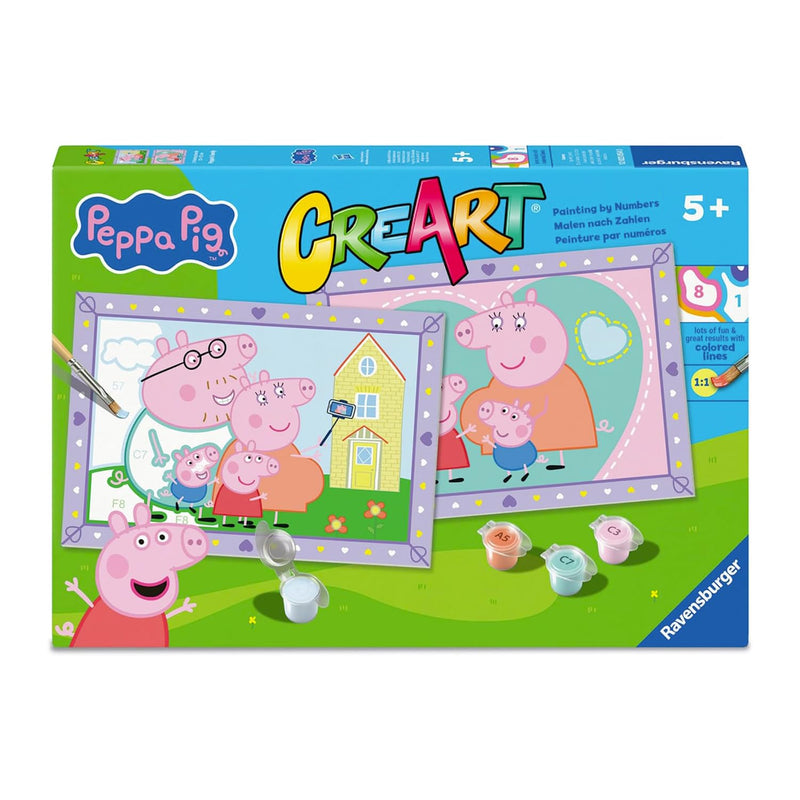 Ravensburger - CreArt Junior Series: Peppa Pig, Paint by Numbers, Painting Kit Children, Educational Game, Gift Idea for Boys and Girls 5+ Years, 2 Boards 32 x 22 cm