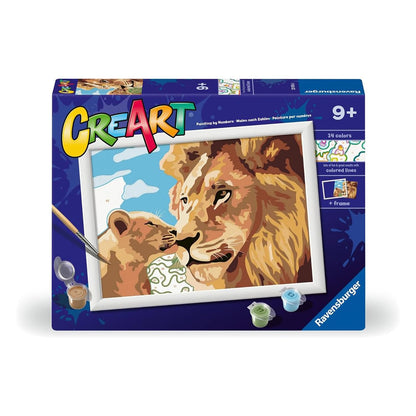 Ravensburger - Creart Serie D Leeuw En Puppy | Schilderset voor kinderen | Schilderen op nummer bevat alles wat nodig is | Spelen voor kinderen van 9 jaar of ouder | Creart 9 jaar