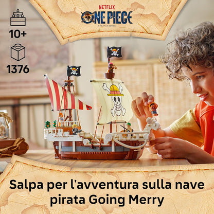 LEGO ONE PIECE La Nave Pirata Going Merry - Modello di Barca Giocattolo da Esposizione con 5 Minifigure tra cui Luffy, Zoro e Nami - Regalo per Bambini, Bambine e Fan degli Anime da 10 Anni - 75639