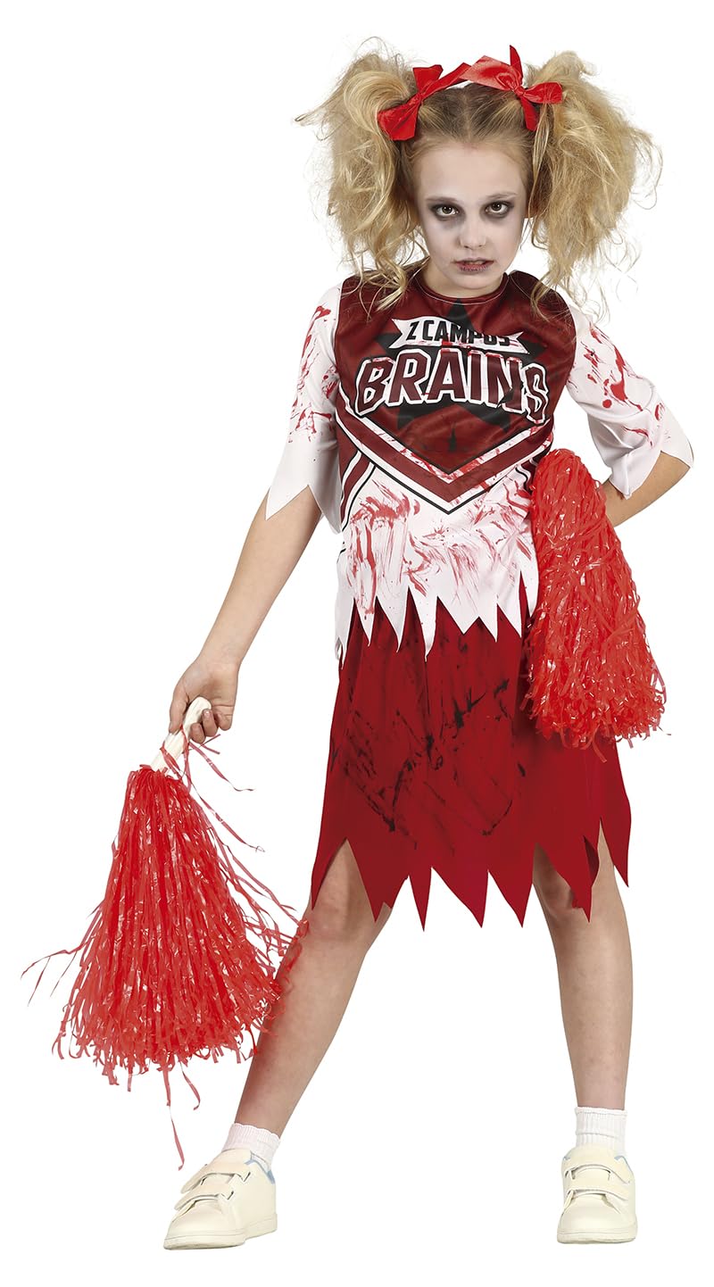FIESTAS GUIRCA Cheerleaderkostuum zombie - cheerleader-jurk rood en wit voor meisjes van 10 tot 12 jaar
