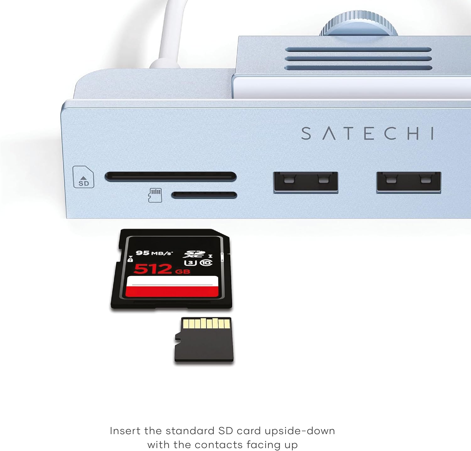 SATECHI USB C Clamp Hub – USB-C Data Port, 3x USB-A 3.0 Data Ports, Micro/SD Card Readers – for Studio Display & 24" iMac (2021 to 2024 M4), Not Compatible with 2020 and Earlier iMac Models