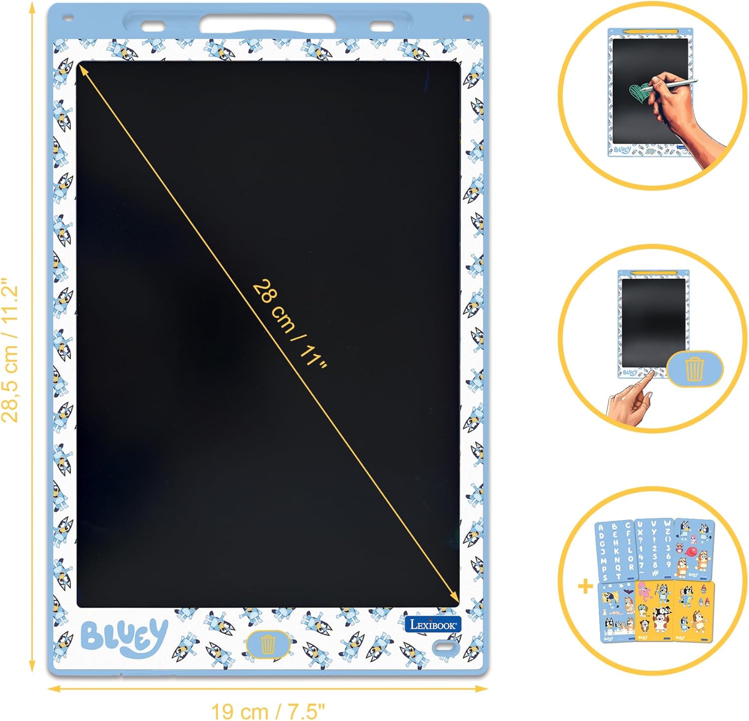 Lexibook - Bluey 11’’ Multicolor Learning Drawing E-Ink Tablet With Stencils (Crt10By)
