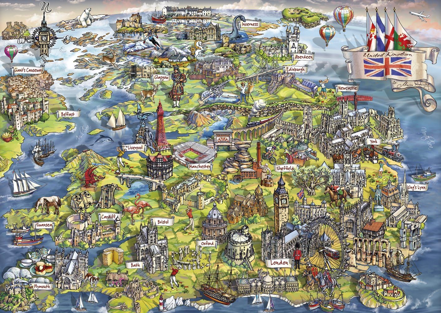 Beautiful Britain | 1000 Piece Jigsaw Puzzle | British Icons Map | Sustainable Puzzle for Adults | Premium 100% Recycled Board | Great Gift for Adults | Gibsons Games