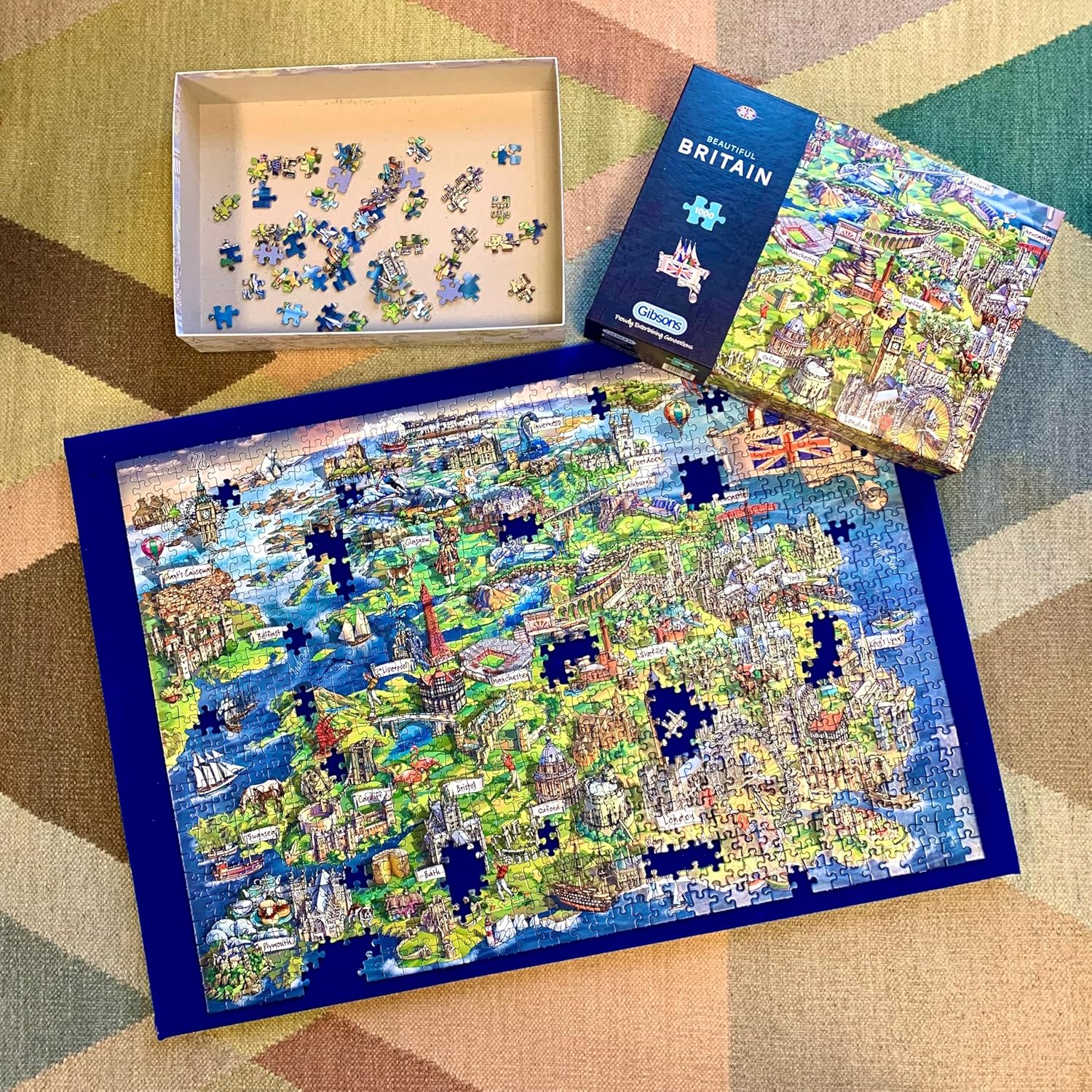 Beautiful Britain | 1000 Piece Jigsaw Puzzle | British Icons Map | Sustainable Puzzle for Adults | Premium 100% Recycled Board | Great Gift for Adults | Gibsons Games