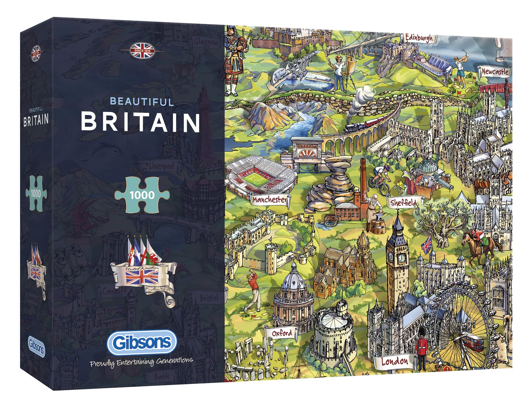 Beautiful Britain | 1000 Piece Jigsaw Puzzle | British Icons Map | Sustainable Puzzle for Adults | Premium 100% Recycled Board | Great Gift for Adults | Gibsons Games