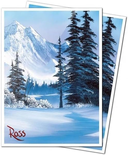 Ultra PRO - Bob Ross Winter Paradise 105ct APEX™ Deck Protector Sleeves, Bob Ross Collectibles, Art-Themed Card Sleeves, Trading Card Accessories, Vibrant Card Sleeves