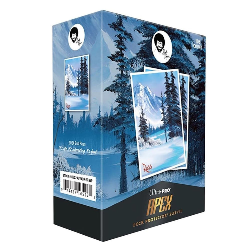 Ultra PRO - Bob Ross Winter Paradise 105ct APEX™ Deck Protector Sleeves, Bob Ross Collectibles, Art-Themed Card Sleeves, Trading Card Accessories, Vibrant Card Sleeves