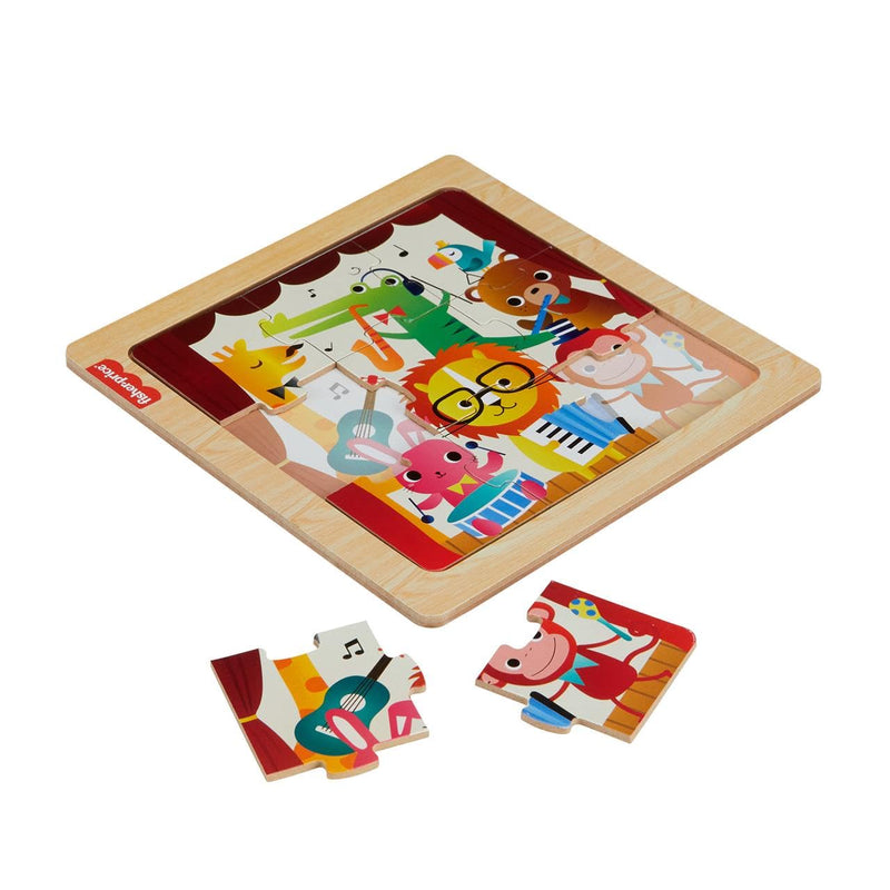 Fisher-Price Mini wooden puzzle contains 1 puzzle with 9 easy to connect pieces.
