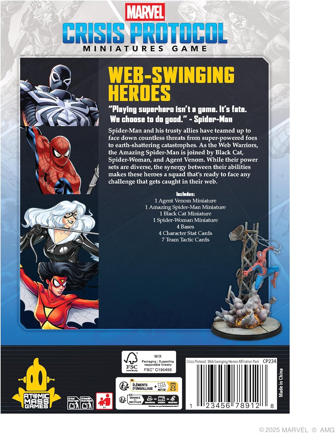 Asmodee, Marvel: Crisis Protocol - Web-Swinging Heroes, Affiliation Pack, Atomic Mass Games, Tabletop, 2 Players, from Age 14+, 90-120 Minutes, English, French and Spanish