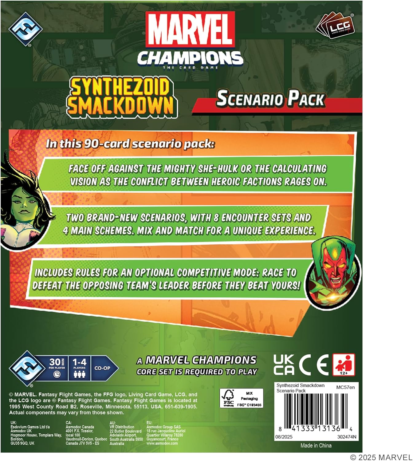 Asmodee | Marvel Champions: The Card Game - Synthezoid Smackdown Scenario Pack | Scenario Pack | Ages 12+ | 1-4 Players | 30-120 Minutes Playing Time