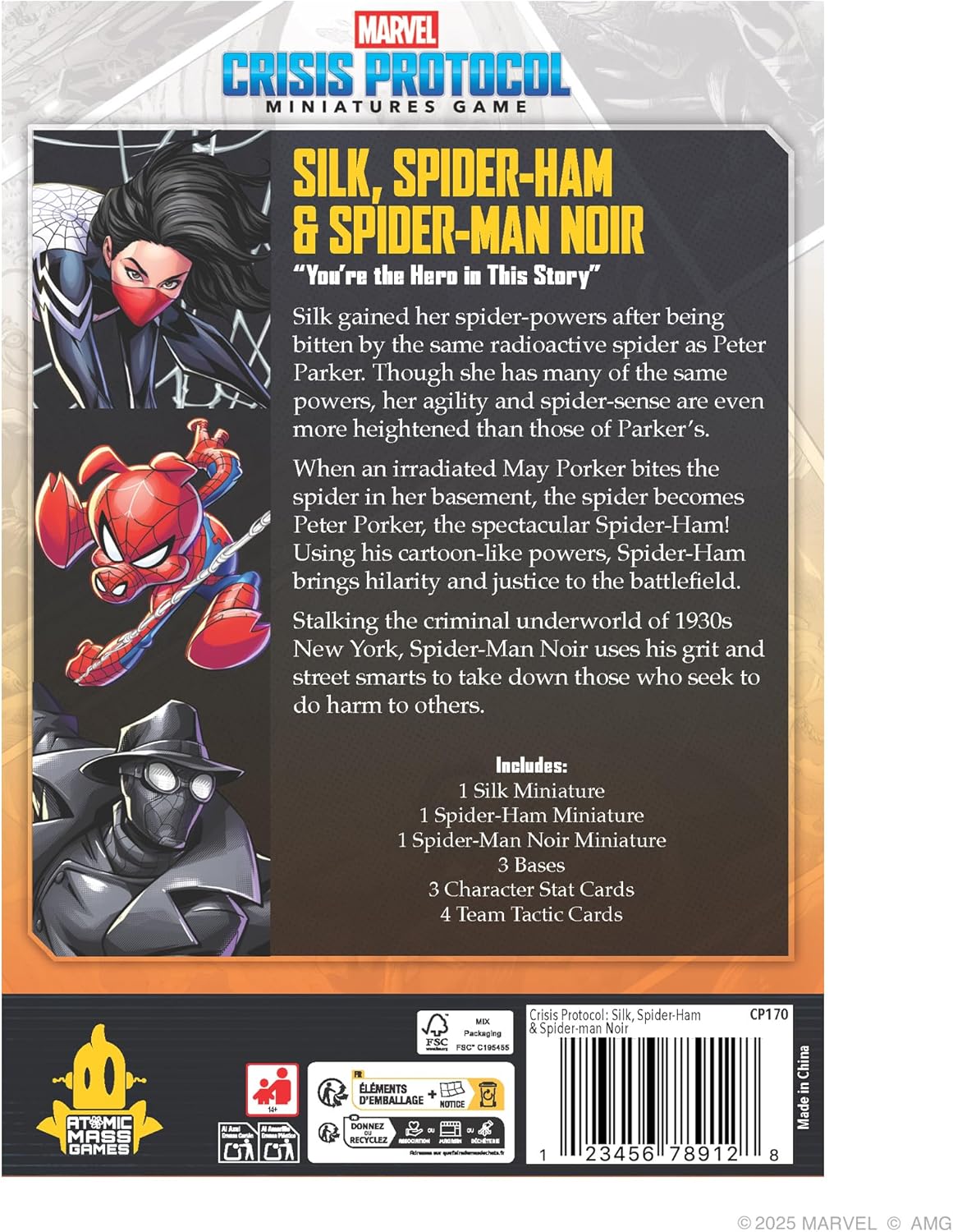 Asmodee | Marvel: Crisis Protocol - Silk, Spider-Ham & Spider-Noir | Board Game Expansion | Ages 14+ | 2 Players | 45+ Minutes Playing Time