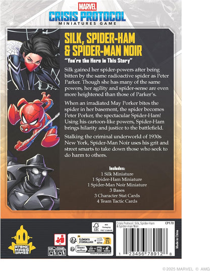 Asmodee | Marvel: Crisis Protocol - Silk, Spider-Ham & Spider-Noir | Board Game Expansion | Ages 14+ | 2 Players | 45+ Minutes Playing Time