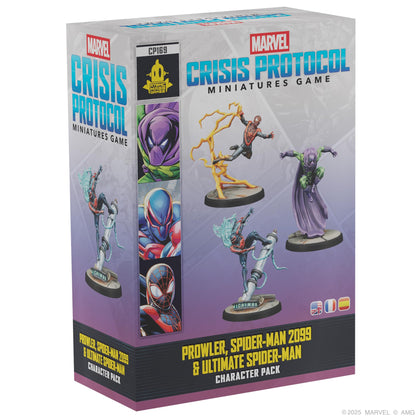 Asmodee, Marvel: Crisis Protocol - Prowler, Spider-Man 2099 & Ultimate Spider-Man, Character Pack, Atomic Mass Games, Tabletop, 2 Players, from Age 14+, 90-120 Minutes, English, French and Spanish