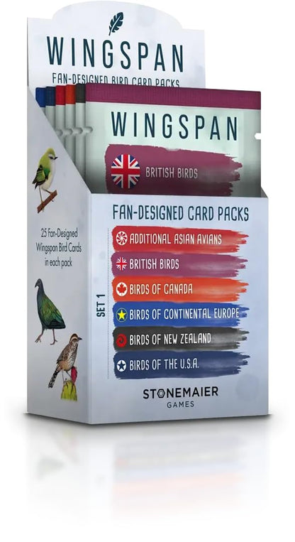 Stonemaier Games: Wingspan Fan-Designed Bird Promo Packs | 150 New Birds Designed by Fans Using Powers from Base Game & Expansions | Art Consistent with Existing Birds | Wingspan Base Game Required