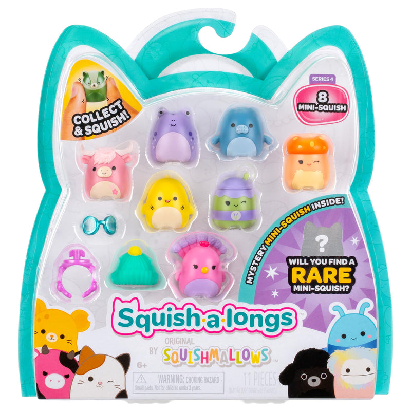 Squish-a-longs Mini-Squish 8-Pack (Wave 4, Style 2), Includes Latchmi the Matcha Latte, Sweetpea the Pink Peacock, Chandler the Yellow Shark and more | Collectable Cute Toy, Toys for Children