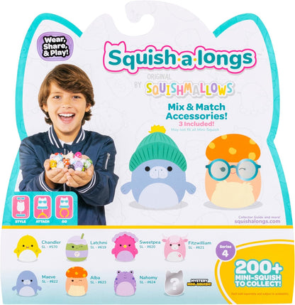 Squish-a-longs Mini-Squish 8-Pack (Wave 4, Style 2), Includes Latchmi the Matcha Latte, Sweetpea the Pink Peacock, Chandler the Yellow Shark and more | Collectable Cute Toy, Toys for Children