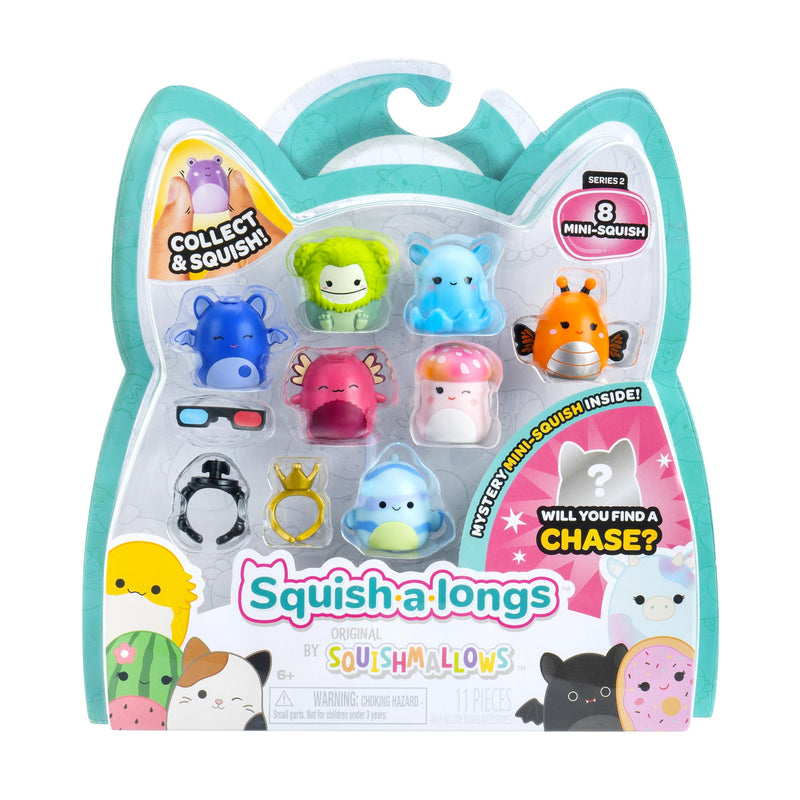 Squish-a-longs Mini-Squish 8-Pack (Wave 4, Style 3) Includes Jackie the Purple Tulip, Livo the Pink Gummy Bear, Pell the Grey Goat