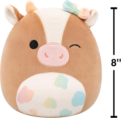 Squishmallows Original Griella the Winking Brown Cow with Rainbow Spotted Belly 8-Inch Plush