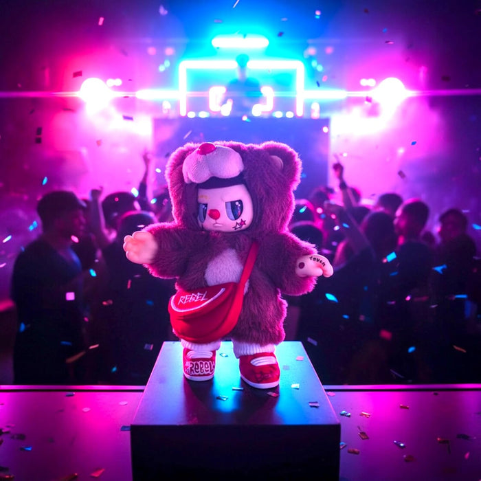 Rebel Bear Series Find A Bag Blind Bag Plush Toy Figures Colorful Anime Style Collectible Dolls with Animal Costumes Vinyl Action Toy Multiple Characters Blind Boxes