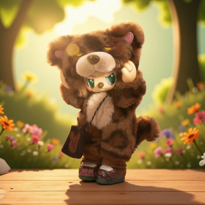 Rebel Bear Series Find A Bag Blind Bag Plush Toy Figures Colorful Anime Style Collectible Dolls with Animal Costumes Vinyl Action Toy Multiple Characters Blind Boxes