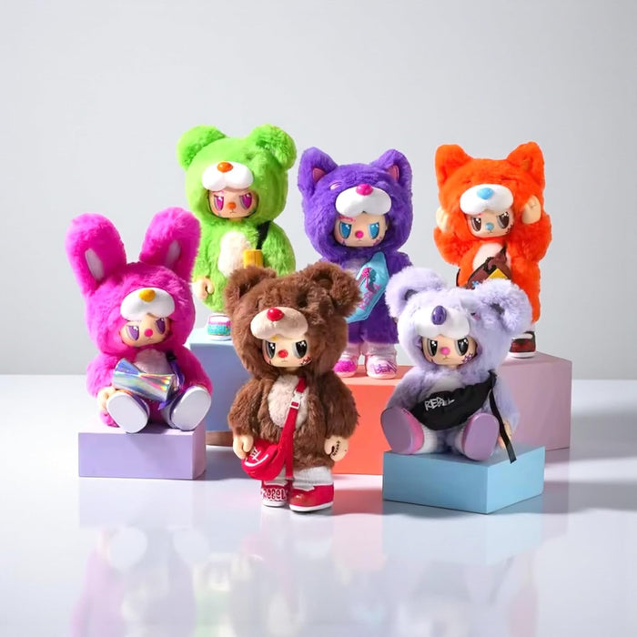 Rebel Bear Series Find A Bag Blind Bag Plush Toy Figures Colorful Anime Style Collectible Dolls with Animal Costumes Vinyl Action Toy Multiple Characters Blind Boxes